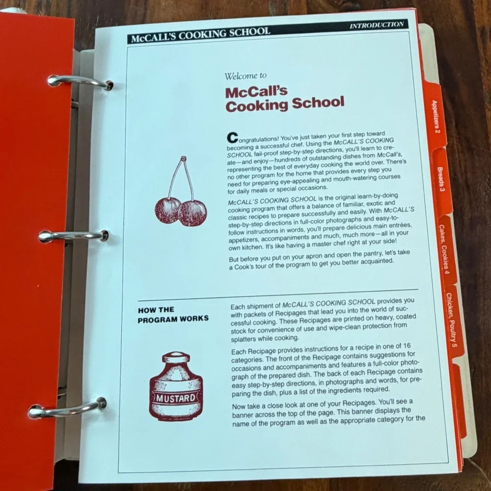 Vintage 1985 McCalls Cooking School Recipe Binder Set 2 Volume Collection 10in